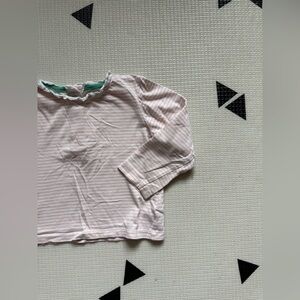 Baby Boden|Baby girl/toddler light Pink Striped Long Sleeve Top,crotchet trim•••